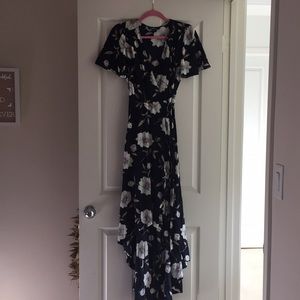 Hi-low floral wrap dress. No tags but never worn.